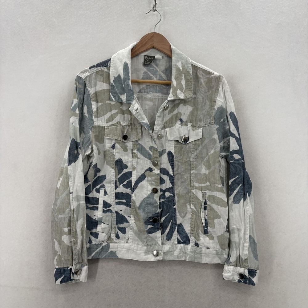 Dolcezza Simply Art Jacket Womens Small Multicolor Linen Floral Snap 22644P